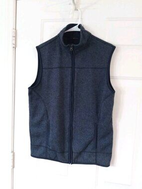 Club Room Vest Mens Medium Blue Full Zip Fleece Mock Neck Sleeveless Outerwear